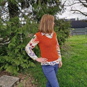 Devant pull Louisette corail fait main